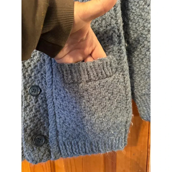 Hand Made 100% Wool fishermans cardigan sweater Art to wear M - Picture 5 of 7